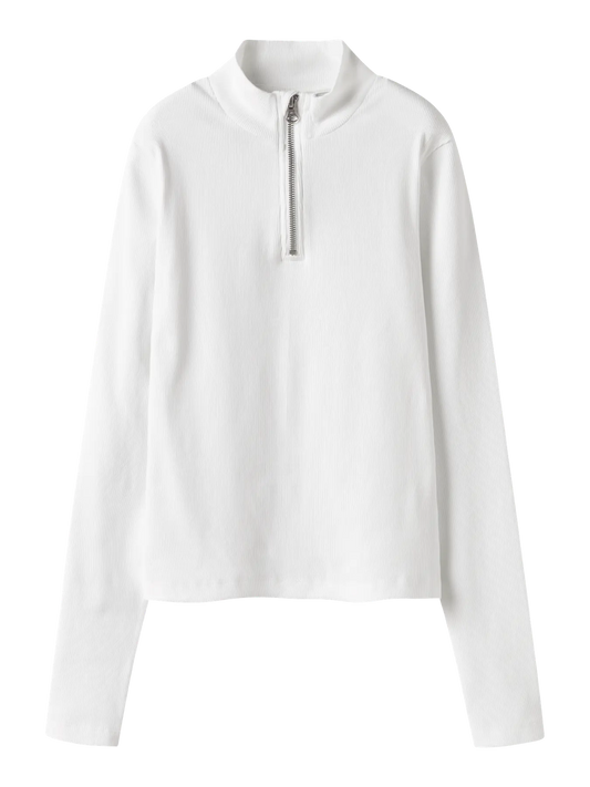 Hinaja Long Sleeve Short Half Zip Top Bright White (13252429) Kids