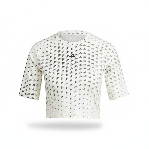 Adidas Logo Pattern Workout Tee White, Women