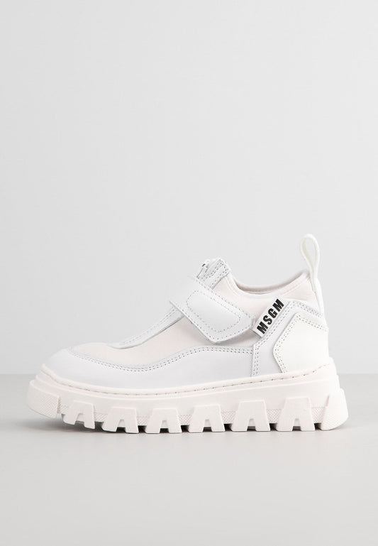 MSGM TRACK SOLE TECH & LEATHER MID TOP SNEACKERS White (ZZO2LMY11-A00) Kids