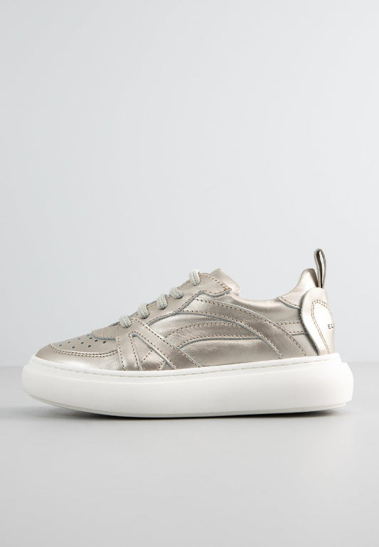 ELIE SAAB LEATHER LOW TOP SNEAKERS LACE UP Silver-Coloured (ZZO2LMX16-D00) Kids