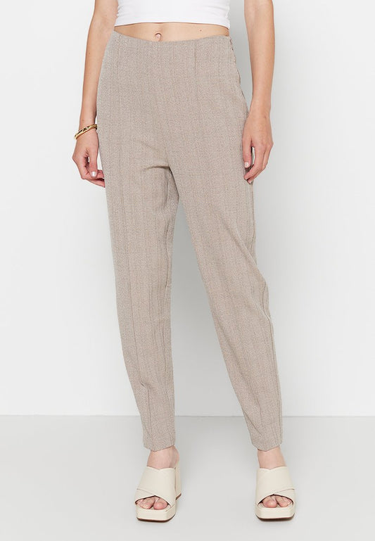 NA-KD Recycled Cropped High Wasit Seamline Pants /Grey Brown (ZZO20MC83-O00) Women