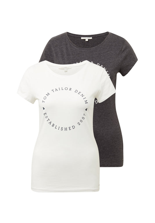 TOM TAILOR DENIM T Shirt Doppelpack T Shirt Mottled Grey (TO721D0Y1-C11) Women