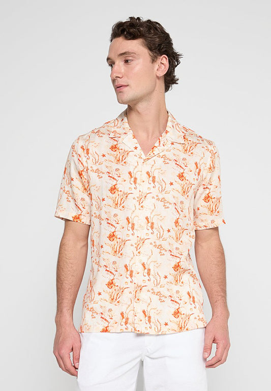 AOP viscose resort collar S/S Men