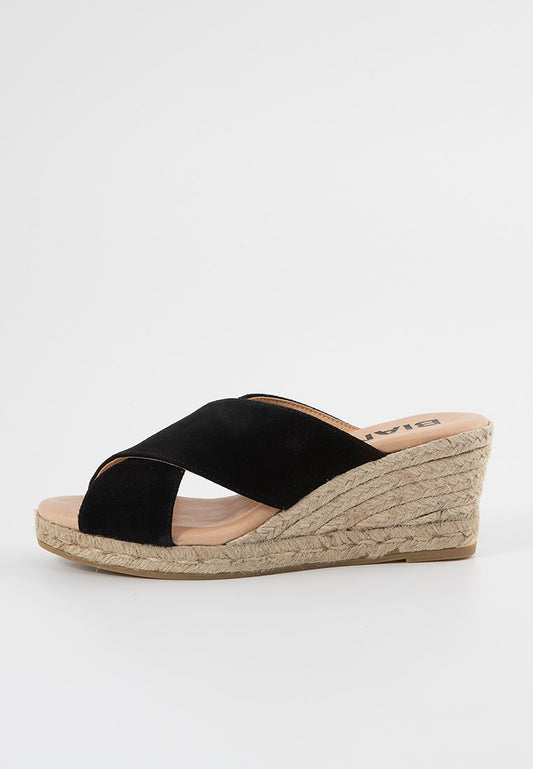 Bianco BIAIBIZA Wedge Cross Mule Suede Black (ZZO2PUE09-Q00) Women