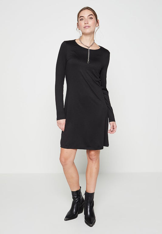 Vero Moda VMLEONORA LS SHORT DRESS JRS LT Black (ZZO1TKM02-Q00) Women