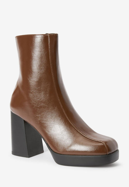 Next platform square toe zip boots Tan (NX311N053-B11) Women
