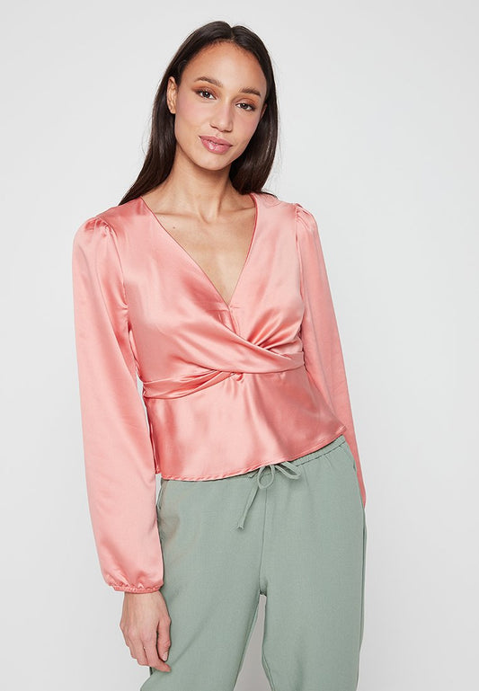 ONLY ONLMILA LS V-NECK DETAIL TOP WVN Light pink (ZZO1T1K23-O00) Women
