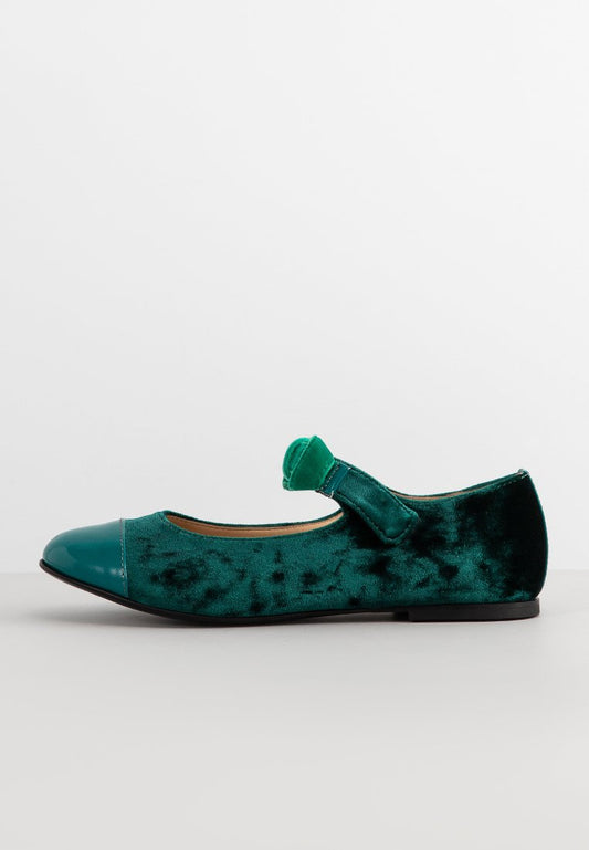 ELIE SAAB VELVET MARY JANE WITH BOW EMBELLISHED Green (ZZO2LMX06-M00) Kids