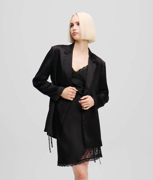 Karl Lagerfeld Jeans Klj Satin Tied Blazer Black (A1W14022999) Women