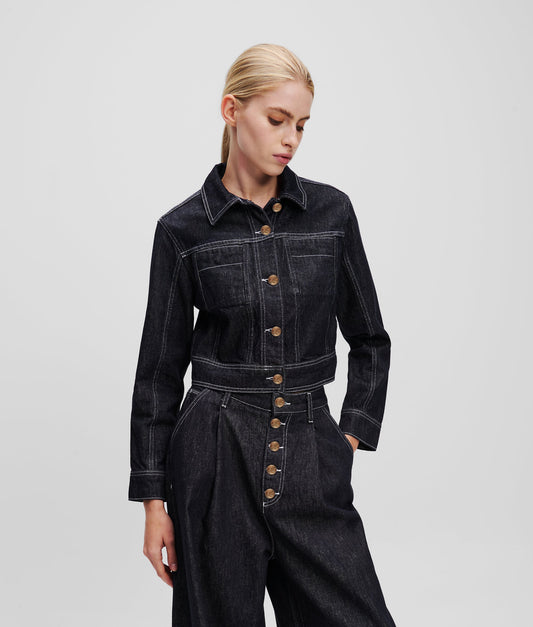 Karl Lagerfeld Button Denim Jacket Dark Blue Denim (A1W14048D24) Women