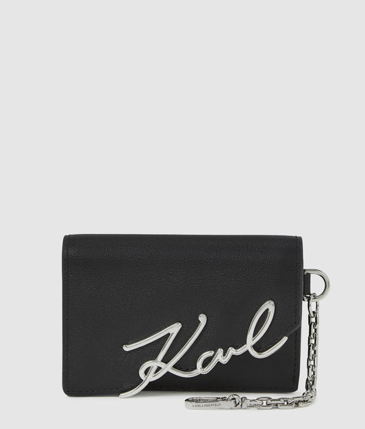 Karl Lagerfeld K/Signature Card Holder Gp Black-Nickel (A4W320191AV) Women