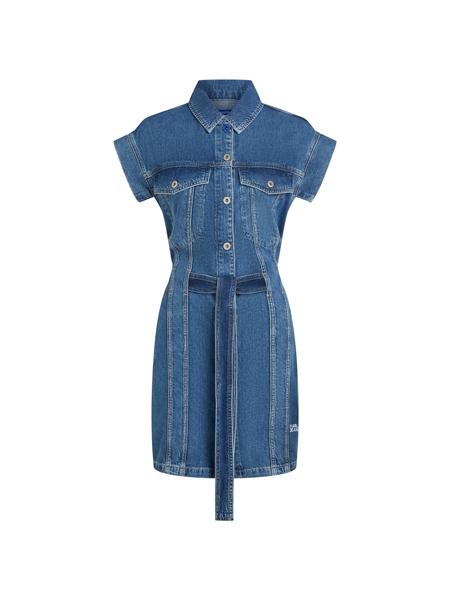 Karl Lagerfeld Jeans Klj Belted Denim Dress Mid Blue Stone (B2W130541BN) Women