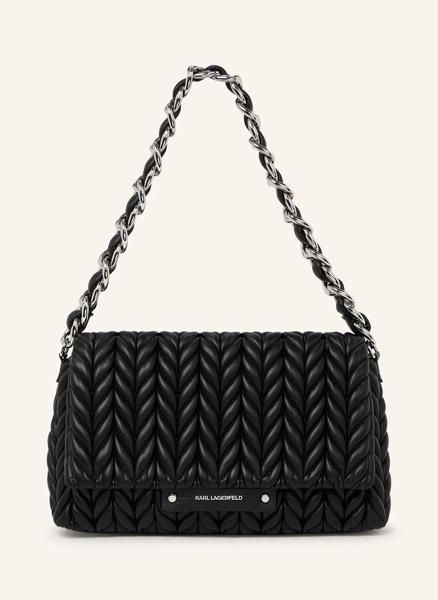 Karl Lagerfeld K/Weave Md Flap Shb Chain Black-Nickel (B2W302291AV) Women