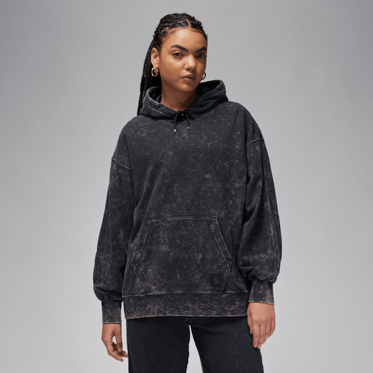 Jordan Flight Fleece Women's Satin-Lined Washed Hoodie Black (FN5738-010) Women