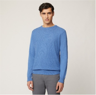 Harmont & Blaine 3D Square Knit Crew Neck Tile Blue (H0KJ01030158838) Men
