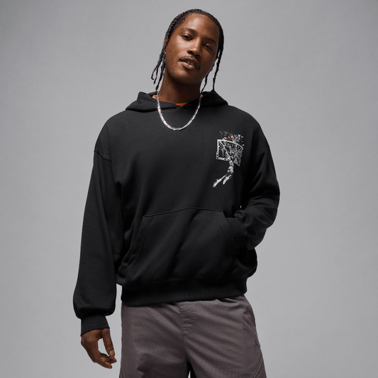 Jordan Brooklyn Men's Oversized Pullover Hoodie Black/Starfish (IF5853-010) Men