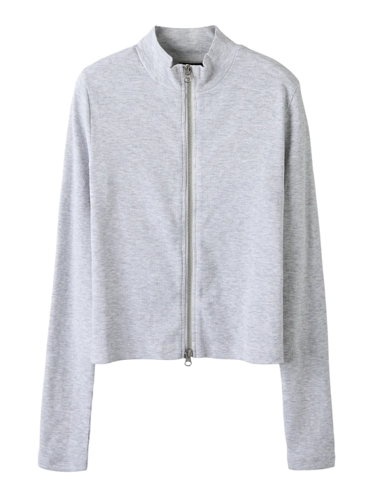Hinaja Long Sleeve Short Zip Cardigan Light Grey Melange (13254775) Kids