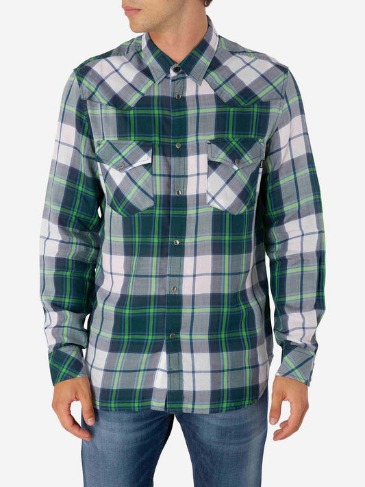 Diesel Green And Blue S-East-Long-F Shirt (SUNICE-3134682) Men