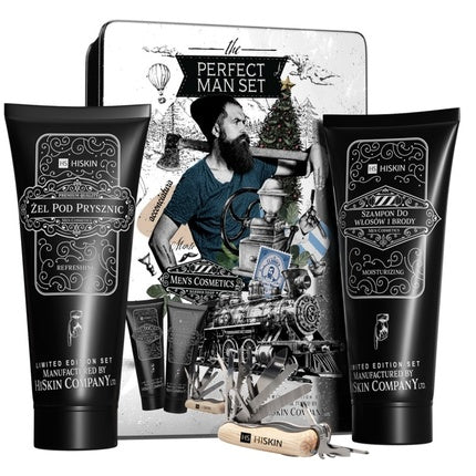 Hiskin The Perfect Man Set Moisturizing Shampoo For Hair And Beard 200ml Men