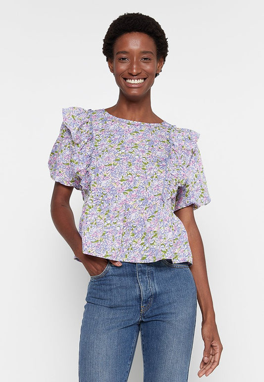 JDYEVELYN S/S FRILL TOP WVN LO Women