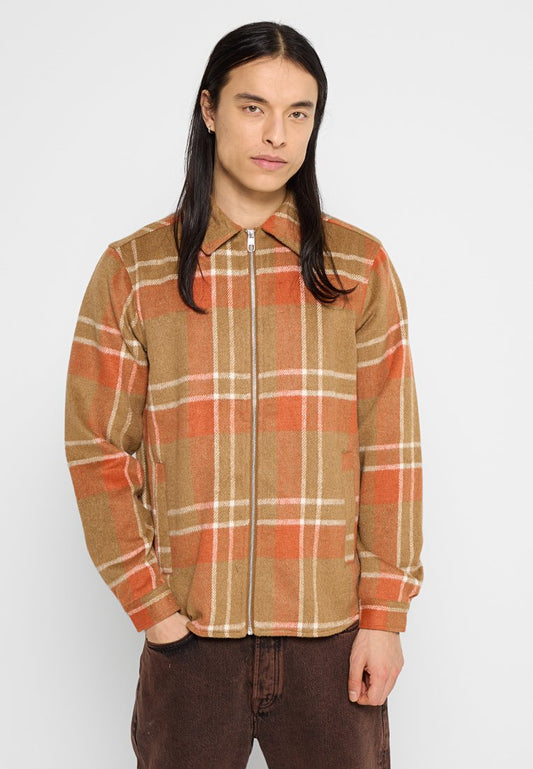 REVOLUTION A long sleeve overshirt in a checkered pattern Orange (ZZO32T327-H00) Men