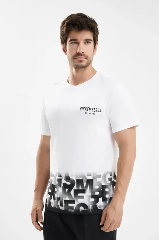 Bikkembergs CREW NECK 
T-SHIRT GRADIENT (BKK25MTS03_WHITE) Men