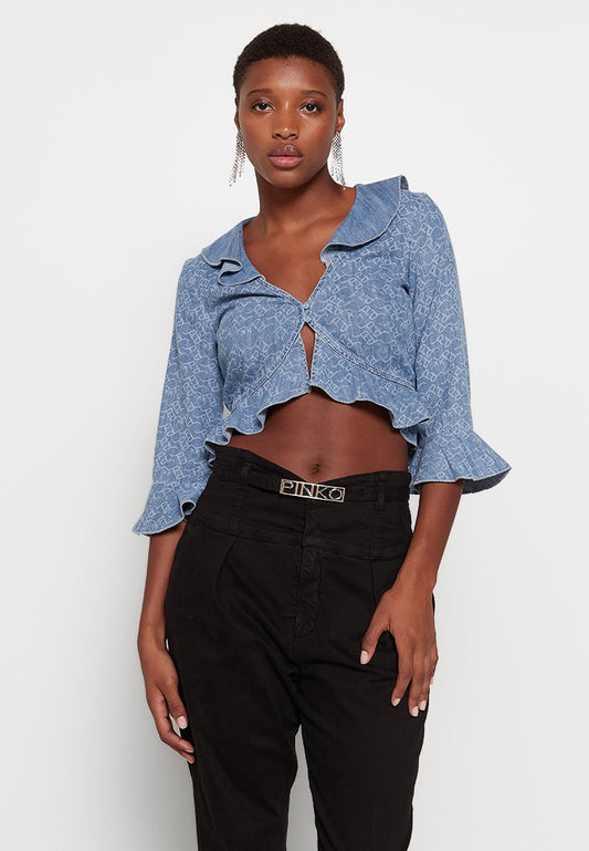 CRONOMETRO BLUSA DENIM LEGGERO LOGO LASERATO Women