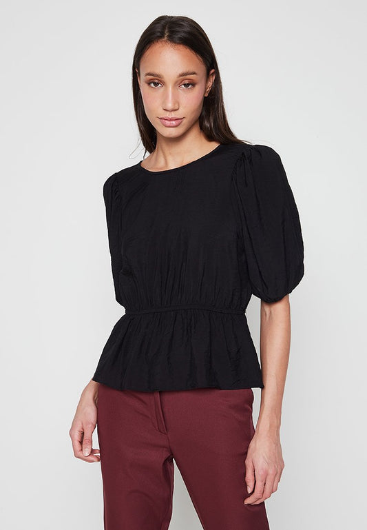 ONLY ONLSASHA 2/4 LEO PUFF SLEEVE TOP CS PTM Black (ZZO1T1K28-Q00) Women