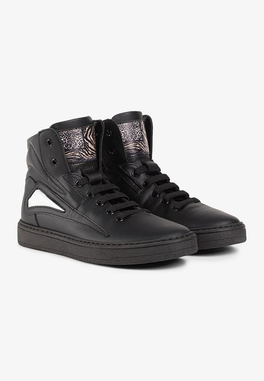 Roberto Cavalli Junior boy leather high sneakers zip black (ZZO1RD124-Q00) Kids