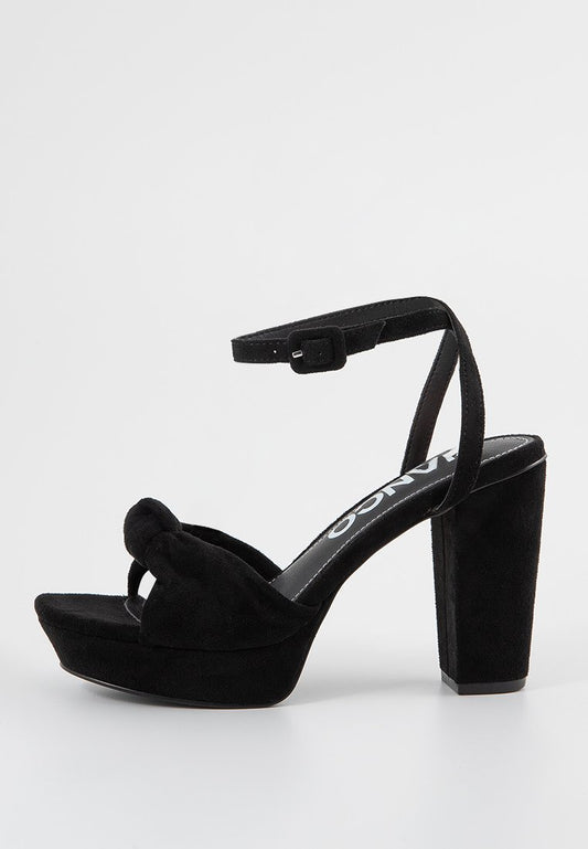 Bianco BIACARLY Plateau Knot Sandal Micro Suede Black (ZZO2PUE03-Q00) Women