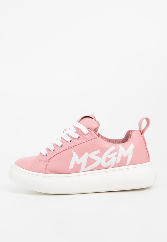 MSGM SIDE CONTRASTING PRINTED BRUSH STROKE LOGO FAUX LEATHER LA Pink (ZZO2Q3L06-J00) Kids