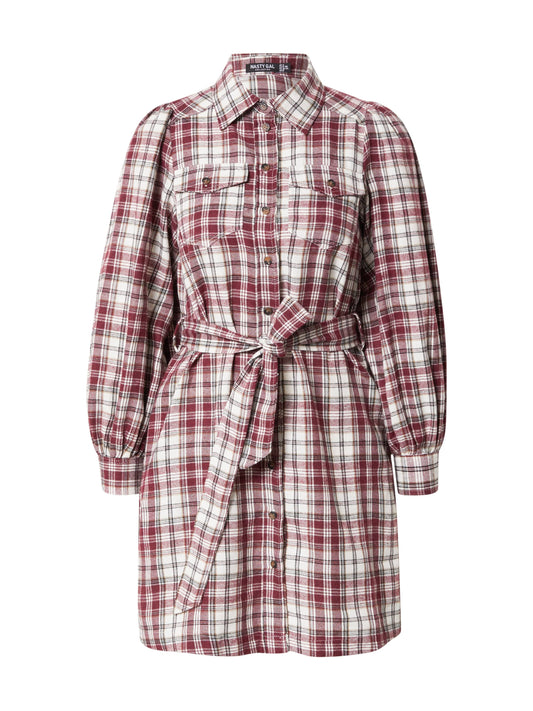 Nasty Gal Check Belted Mini Shirt Dress (7825072) Women