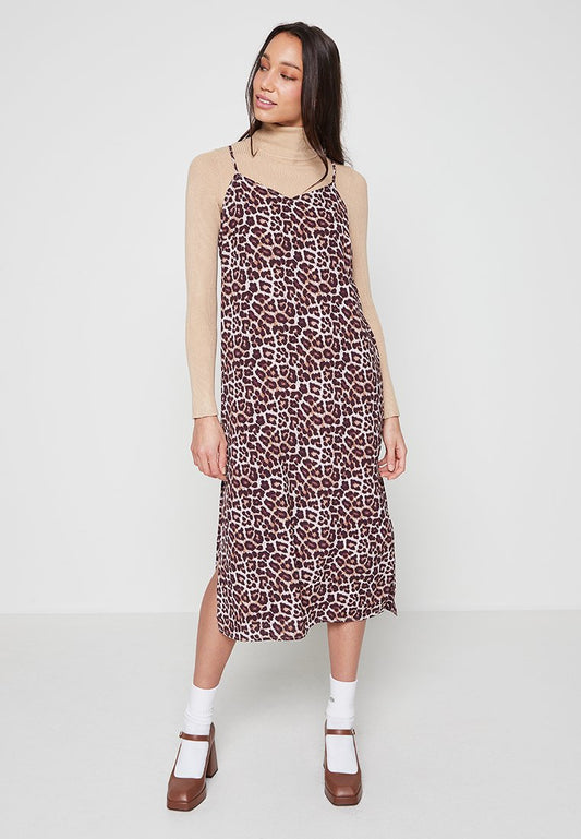 ONLY ONLNAYA POLY STRAP SLIP DRESS PTM Brown (ZZO1T1K45-Q02) Women