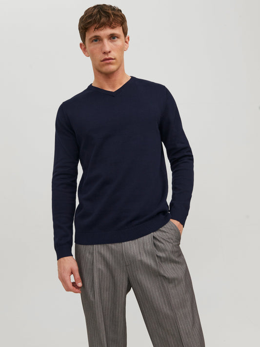 Jack & Jones Essentials JJEBASIC KNIT V-NECK NOOS Navy Blazer (12137194-Navy Blazer) Men