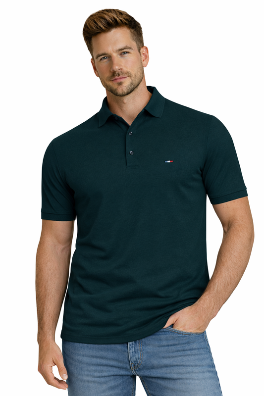 COLOR HAKAN T-shirt Men's POLO CIEMNOZIELONY (9221) Men