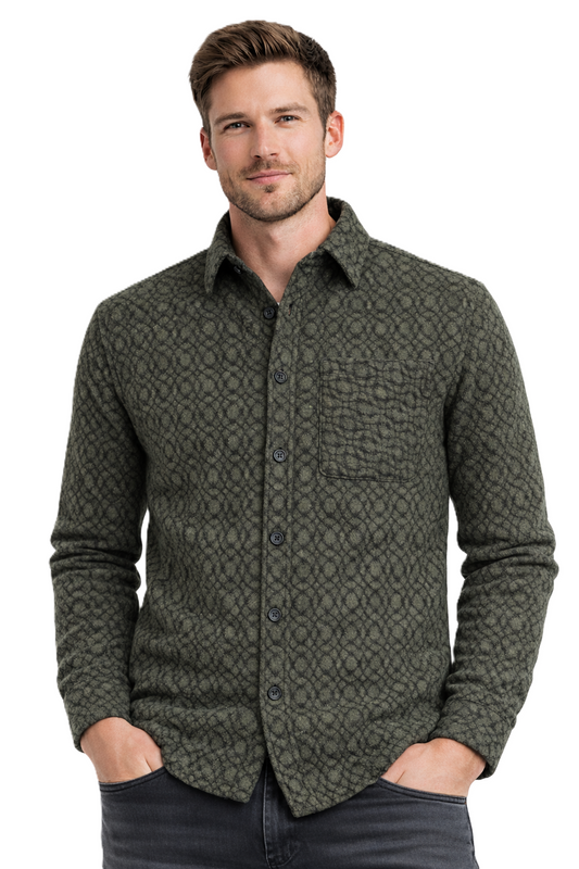 PLUS POSH Shirt Men's Green Black (8965) Men