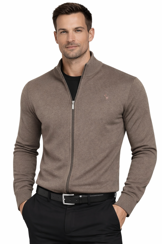 POLO LARA Sweater Men's ROZPINANY Light Brown K (8903) Men