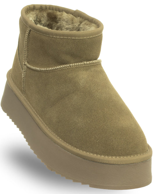 SOLO SOPRANI COUTURE Leather Ankle Boots Women's HUGH PLATFORM GREEN (5881) Women