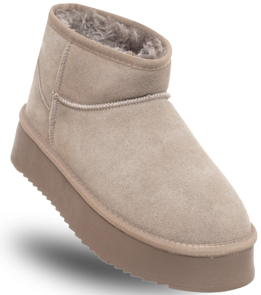 SOLO SOPRANI COUTURE Leather Ankle Boots SSW421P05/03 HUGH PLATFORM TAUPE (8014) Women