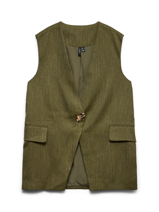 Kylan Sleeveless Long Vest Exp Dark Olive (10346416) Women